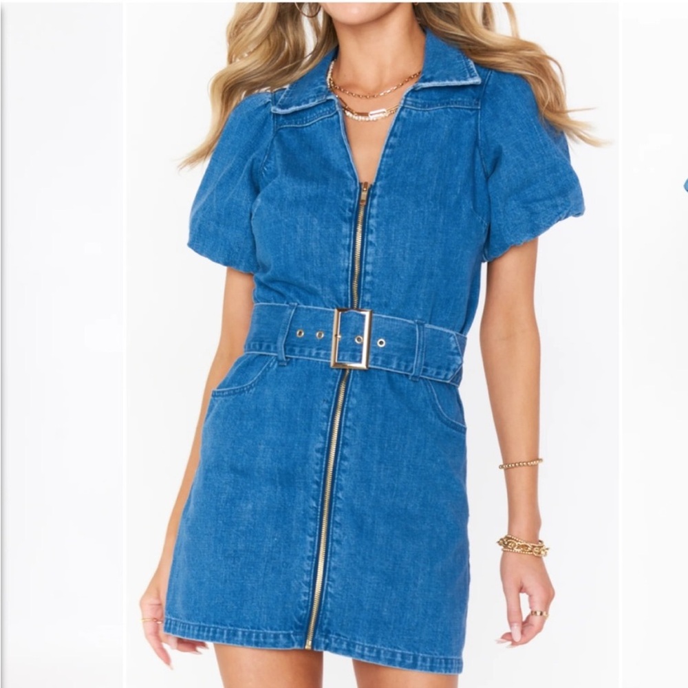 Show Me Your MuMu Oxford denim mini dress